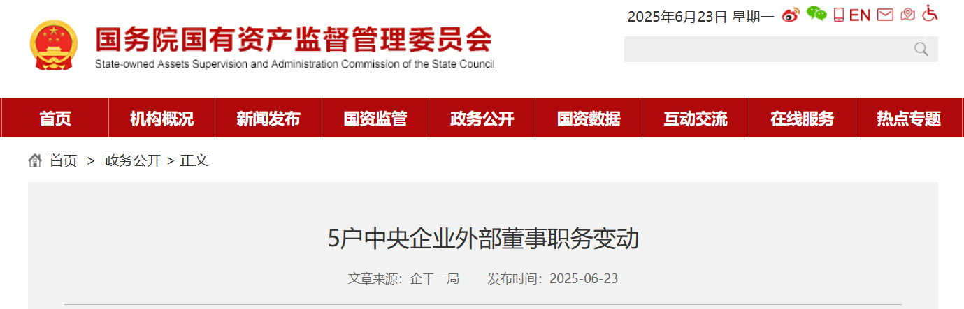 央企外部董事調(diào)整