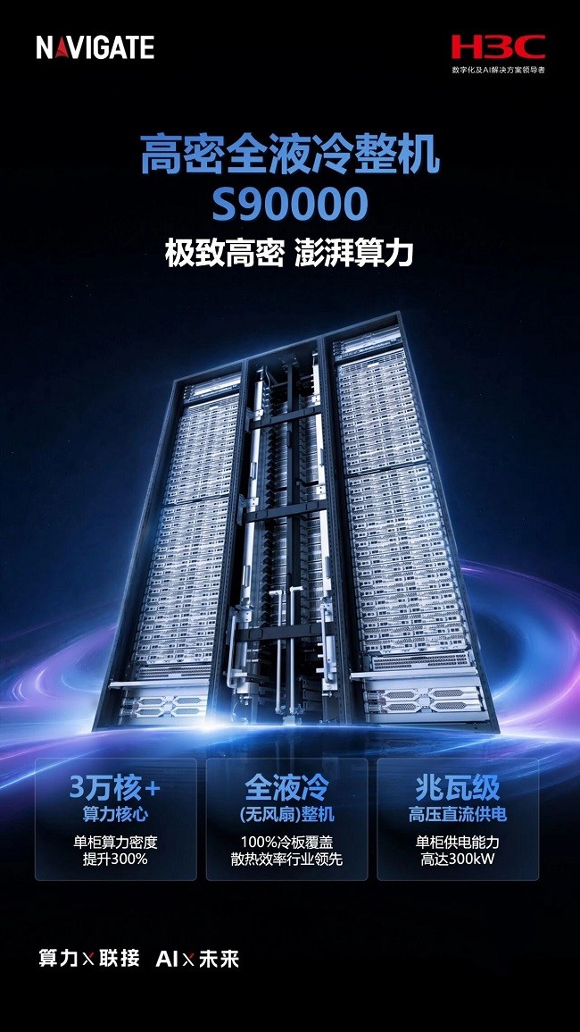 領航者峰會 2026｜新華三發布S90000高密全液冷整機 為AI時代構筑極致澎湃算力底座