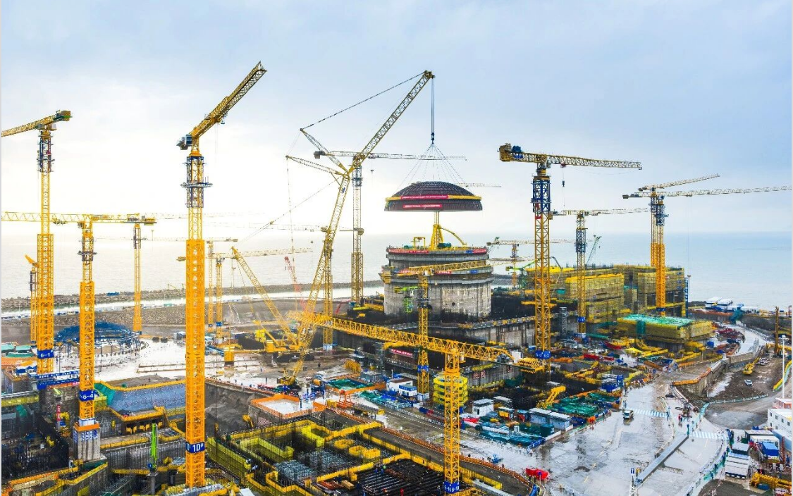 中廣核福建寧德核電5號機組穹頂完成吊裝